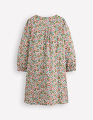 Boden Printed Long Sleeve Nightie - Coconut Milk Berry Floral