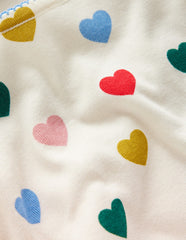 Boden Snug Long John Pajamas - Coconut Milk Small Hearts