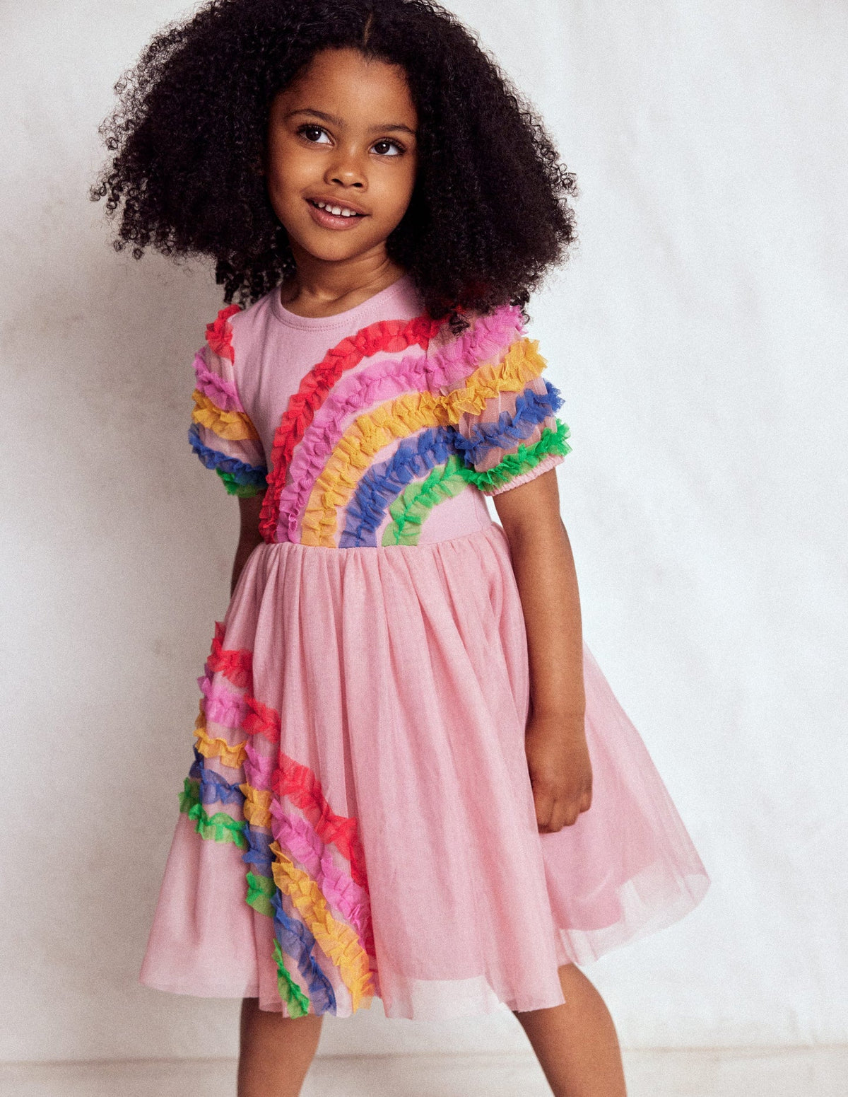Boden New Tulle Logo Jersey Dress - Zephyr Rainbow