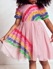 Boden New Tulle Logo Jersey Dress - Zephyr Rainbow