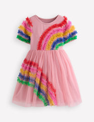 Boden New Tulle Logo Jersey Dress - Zephyr Rainbow
