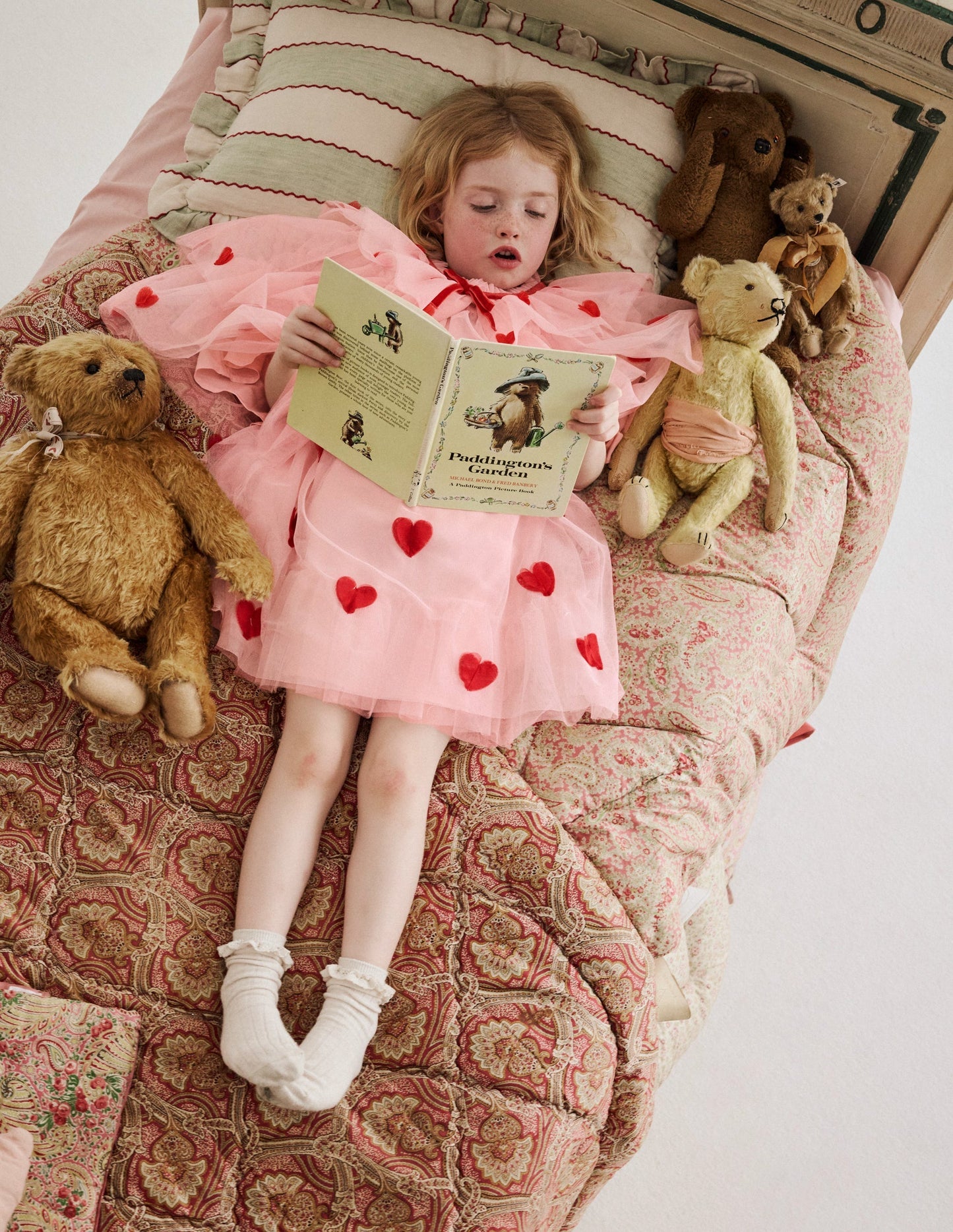 Boden Tiered Tulle Dress - Chalk Pink Hearts