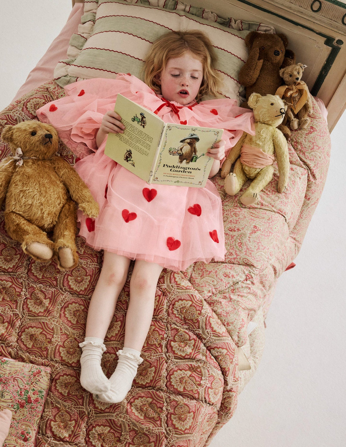 Boden Tiered Tulle Dress - Chalk Pink Hearts