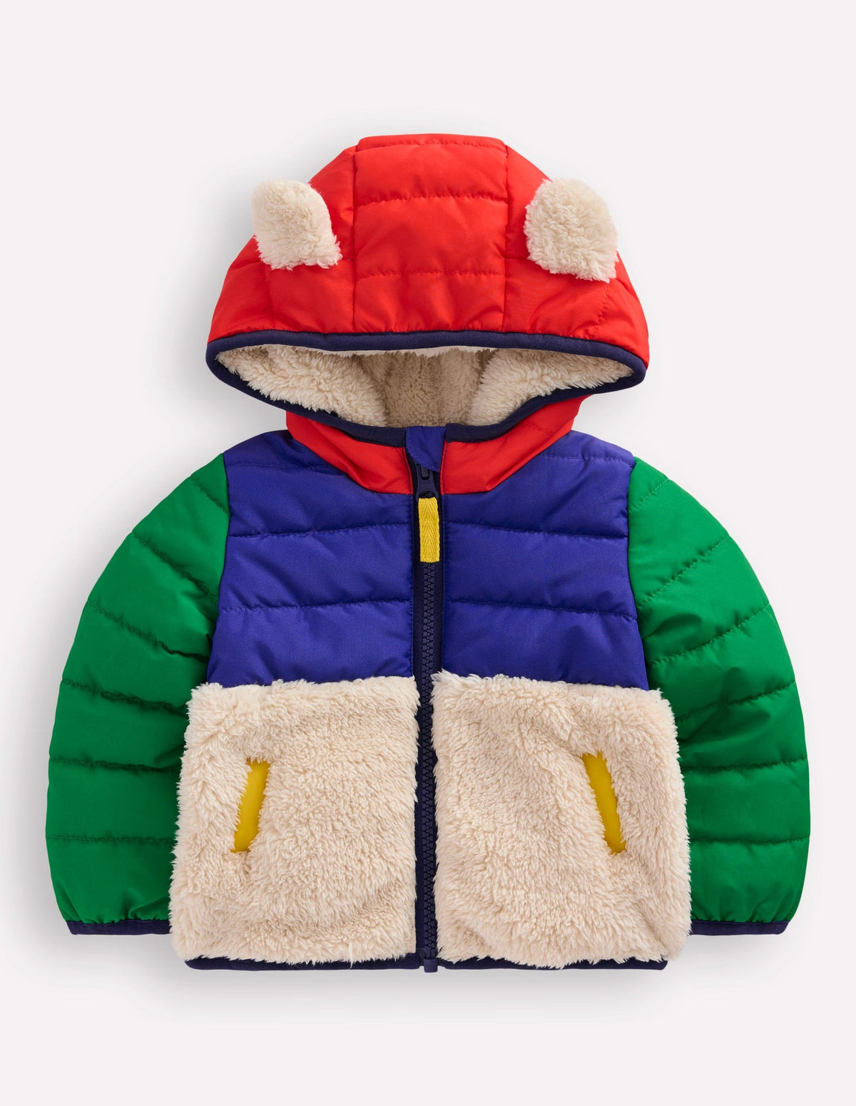 Boden Mixed Borg Jacket - Multi Colour Block