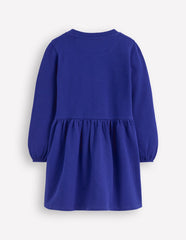 Boden Applique Sweatshirt Dress - Sapphire Blue Flowers