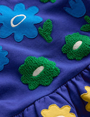 Boden Applique Sweatshirt Dress - Sapphire Blue Flowers