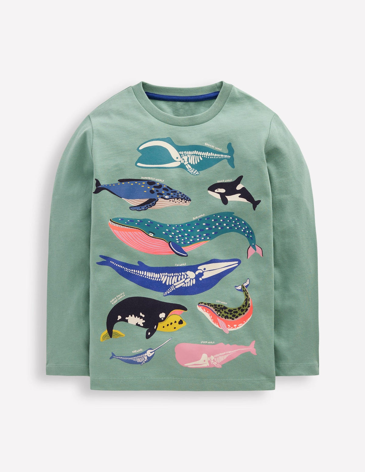 Boden Long Sleeve Glow T-shirt - Eucalyptus Whales