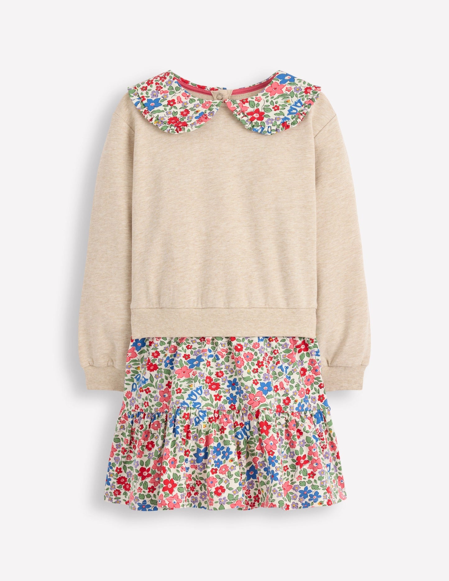 Boden 2 - in - 1 Sweatshirt Dress - Ivory Berry Floral