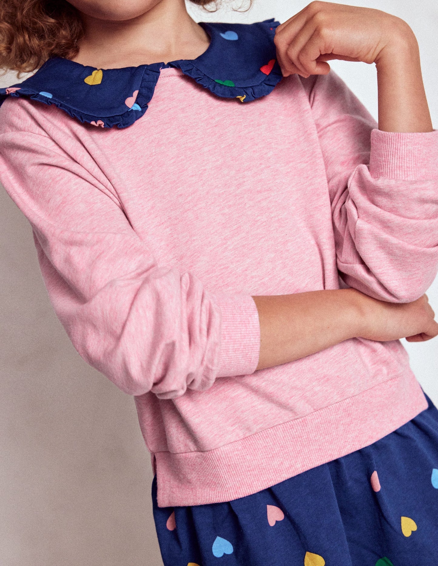 Boden 2 - in - 1 Sweatshirt Dress - Starboard Blue Multi Hearts