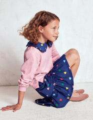 Boden 2 - in - 1 Sweatshirt Dress - Starboard Blue Multi Hearts