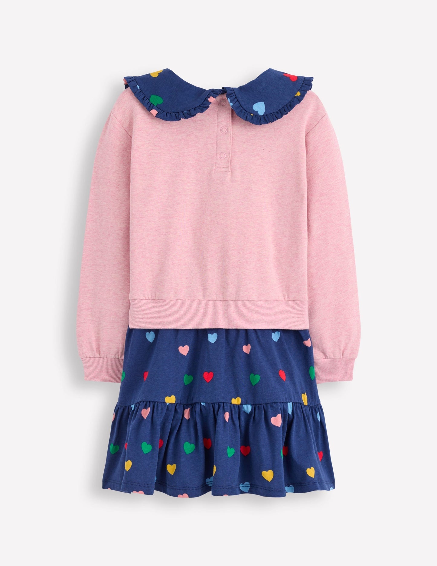 Boden 2 - in - 1 Sweatshirt Dress - Starboard Blue Multi Hearts