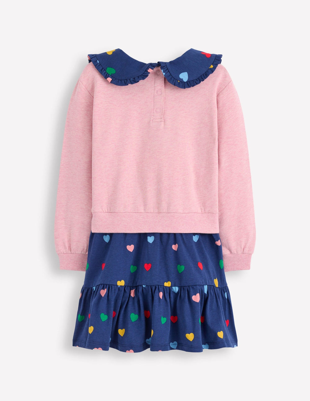 Boden 2 - in - 1 Sweatshirt Dress - Starboard Blue Multi Hearts