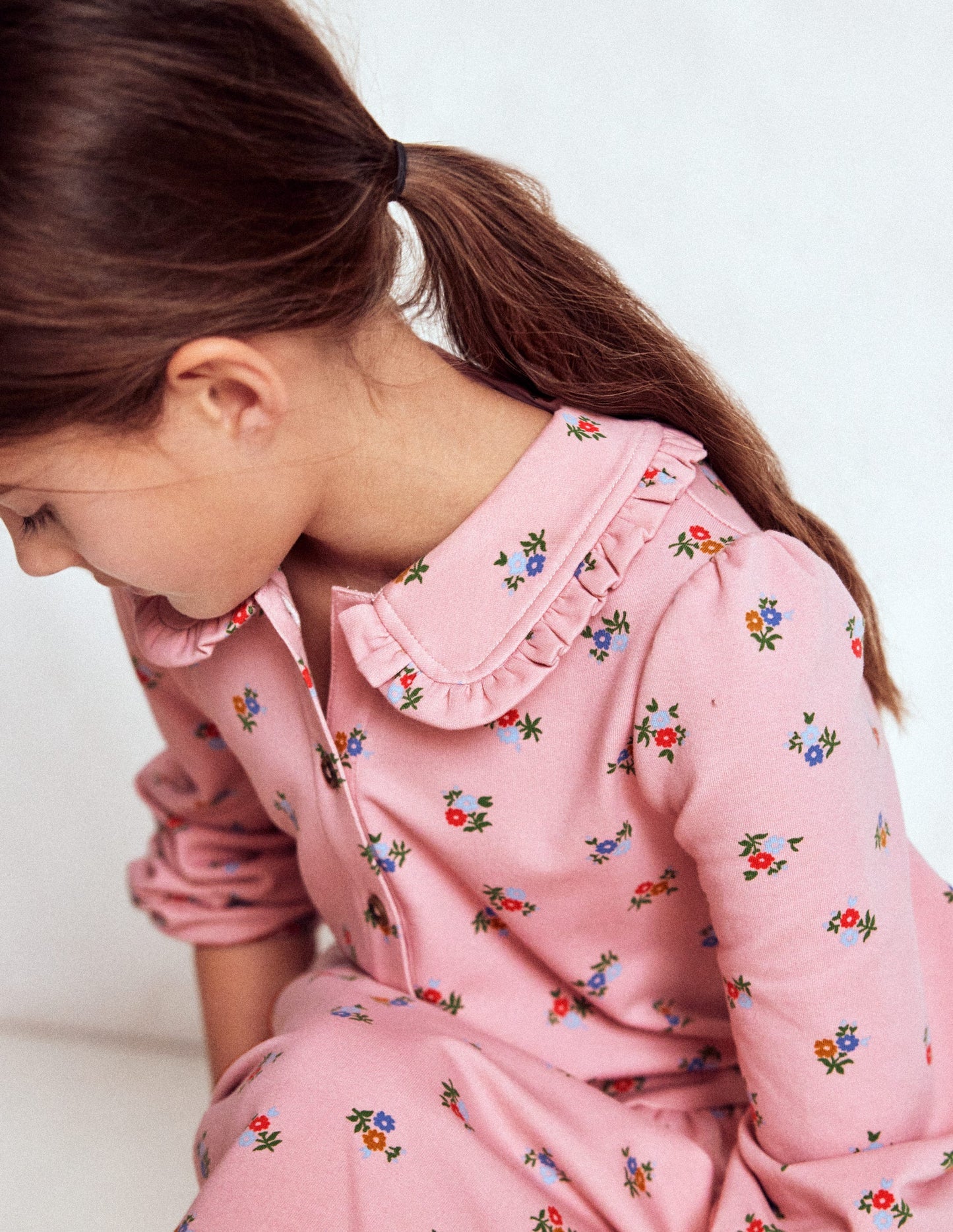 Boden Cosy Jersey Shirt Dress - Vintage Pink Spaced Ditsy