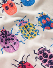 Boden Superstitch T-shirt - Soft Ivory Ladybirds