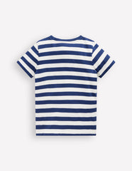 Boden Short Sleeve Appliqué T-shirt - Prehistoric Animals Applique
