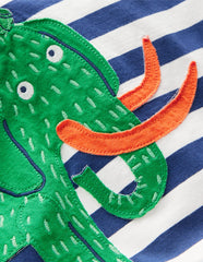 Boden Short Sleeve Appliqué T-shirt - Prehistoric Animals Applique