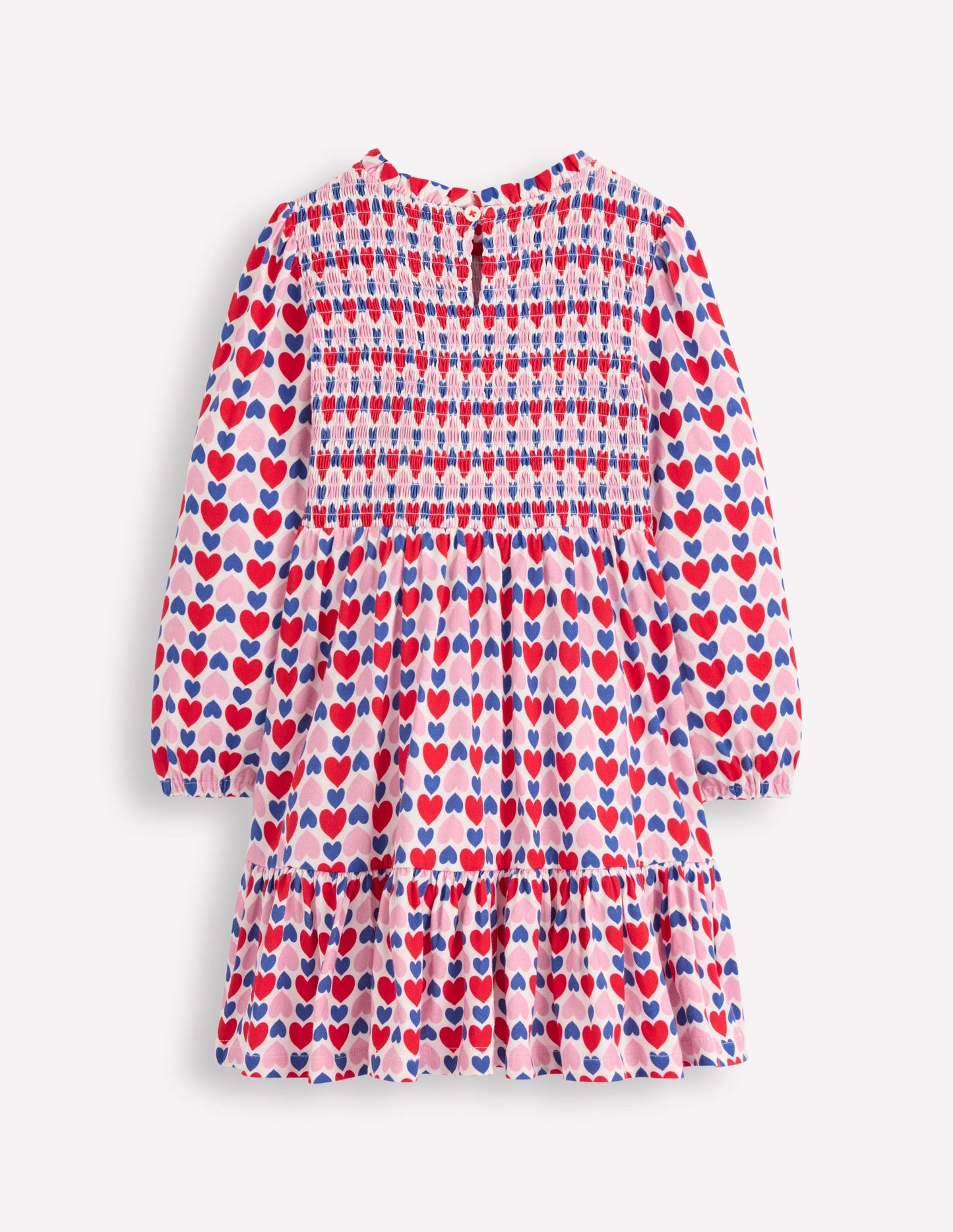 Boden Aurora Long Sleeve Dress - Poppy Red Geo Heart