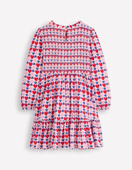 Boden Aurora Long Sleeve Dress - Poppy Red Geo Heart
