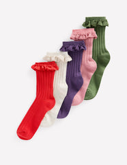Boden 5 - Pack Frilly Socks - Autumn Multi