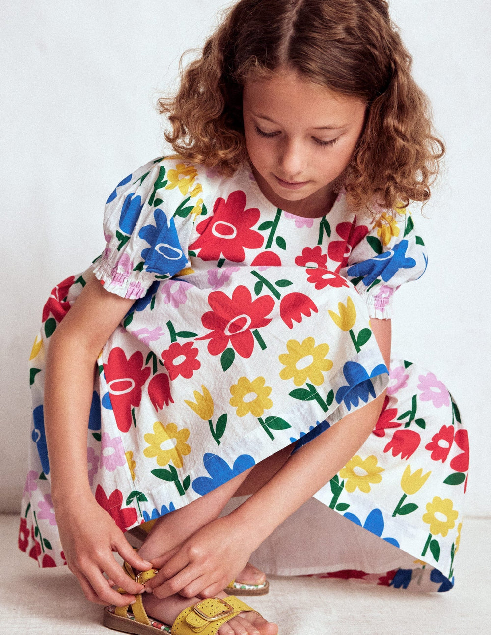 Boden Madeline Woven Dress - Multi Rainbow Flower