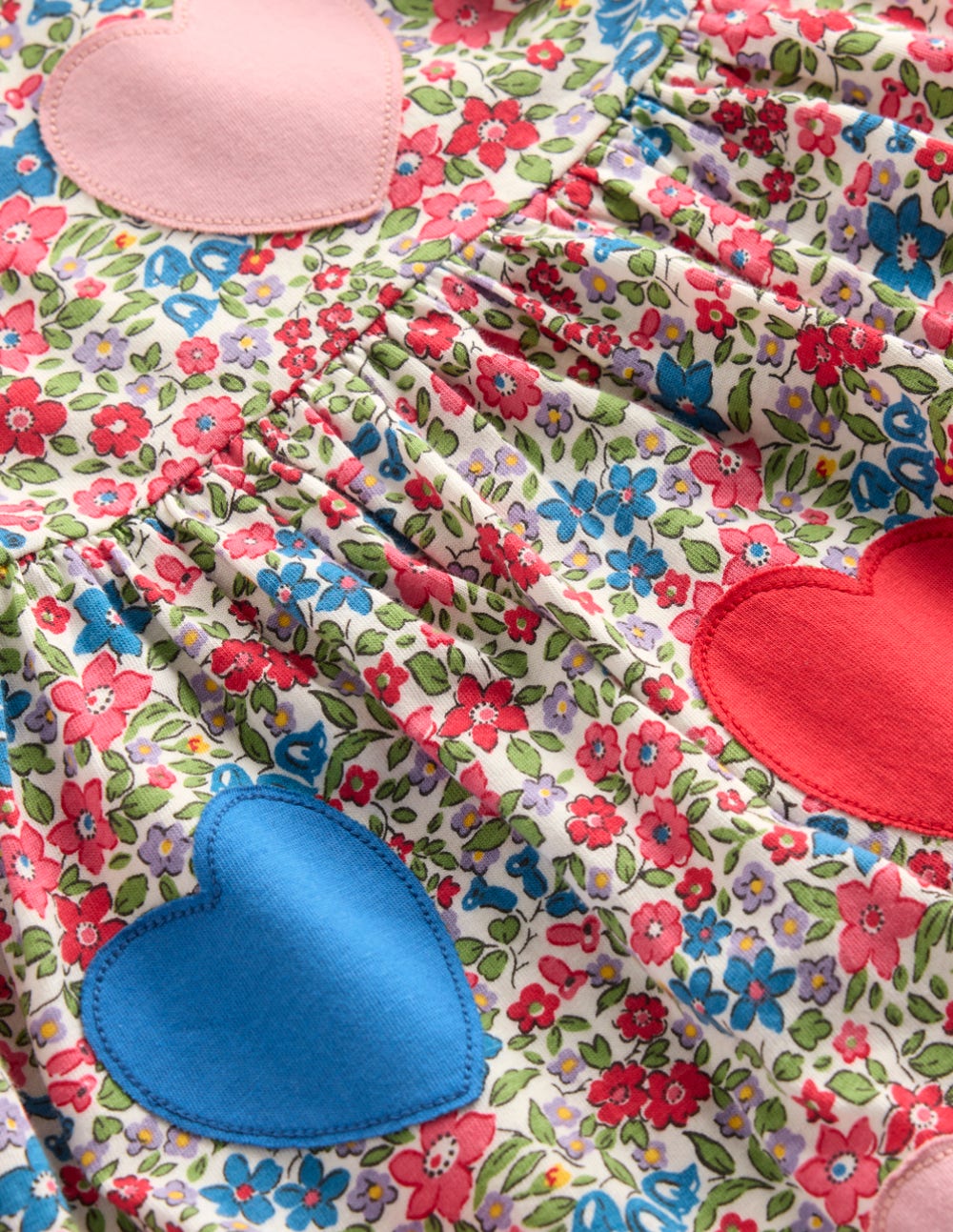 Boden Appliqué T-shirt Dress - Rose Pink Flowerbed Hearts