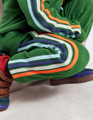 Boden Rainbow Stripe Sweatpants - Pine Green