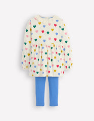 Boden Ribbed Tunic Set - Soft Ivory Small Hearts