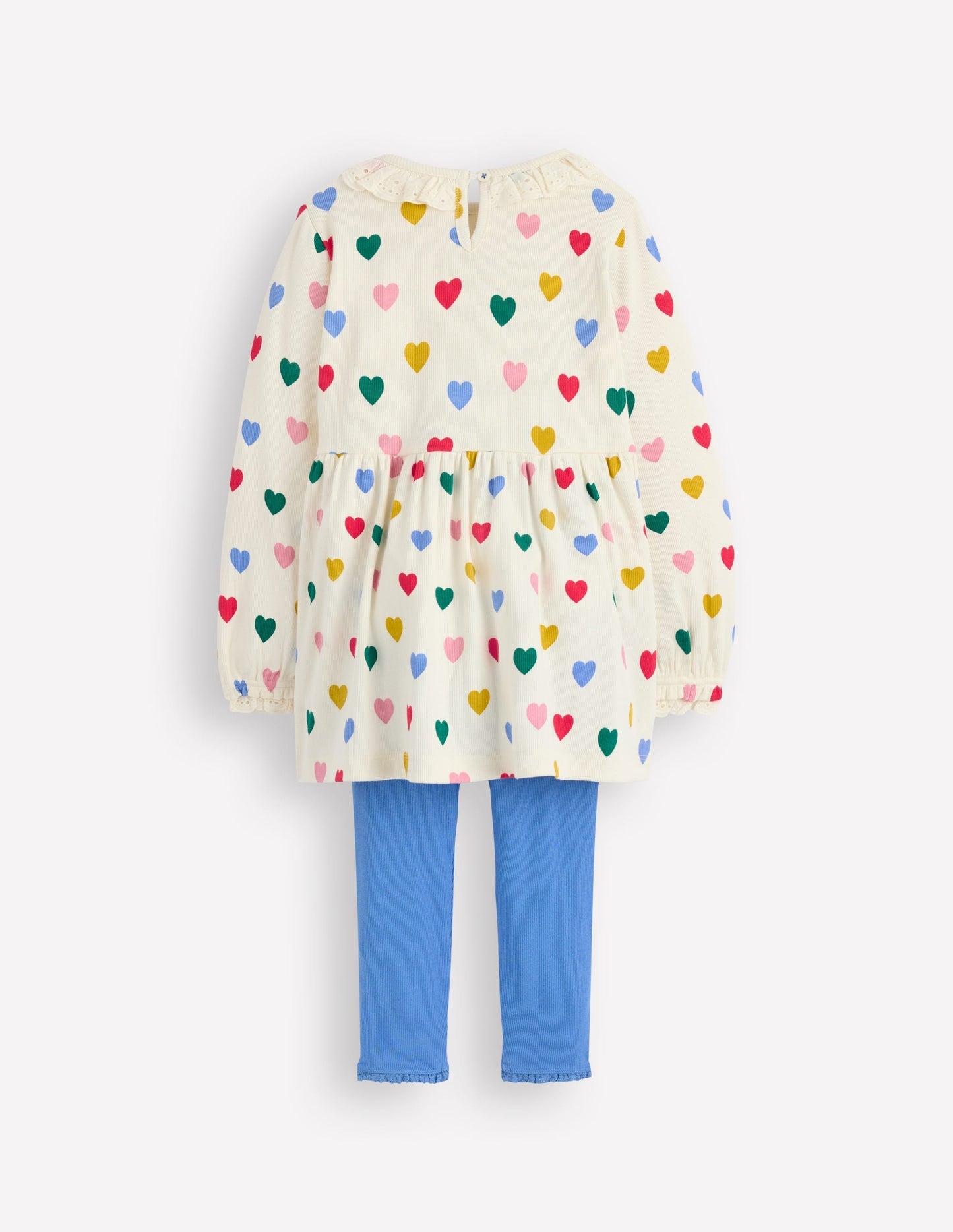 Boden Ribbed Tunic Set - Soft Ivory Small Hearts