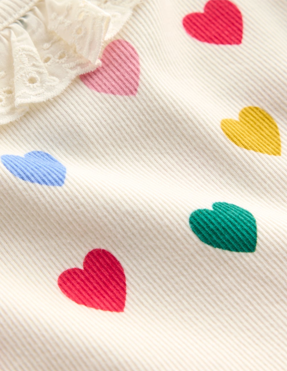 Boden Ribbed Tunic Set - Soft Ivory Small Hearts
