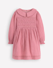 Boden Double Cloth Collared Dress - Pink Heather