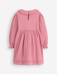 Boden Double Cloth Collared Dress - Pink Heather
