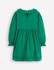 Boden Double Cloth Collared Dress - Shady Green