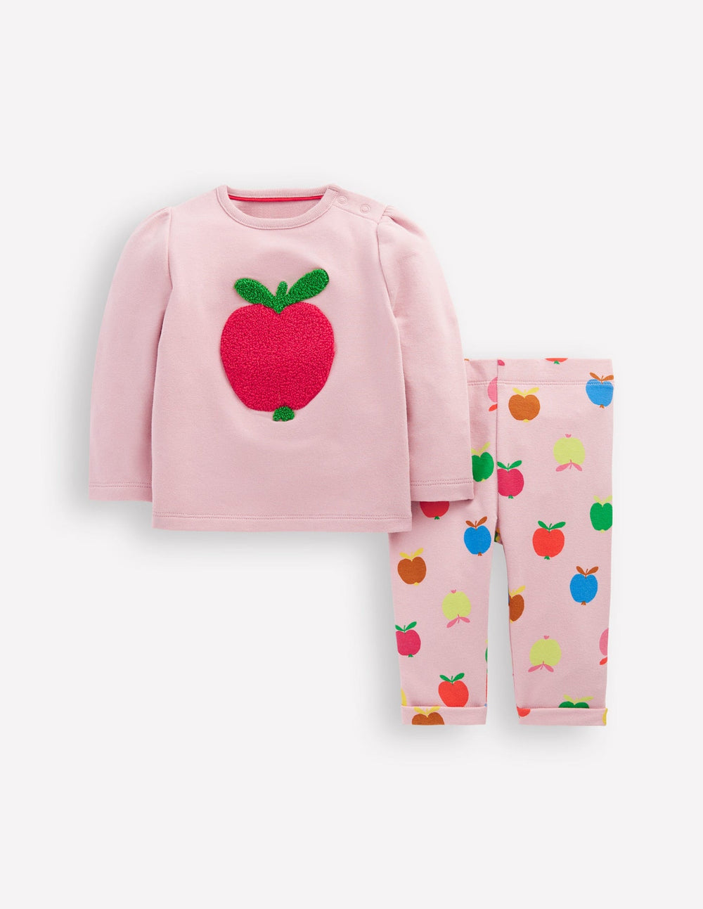 Boden Appliqué Jersey Play Set - Vintage Pink Small Apples