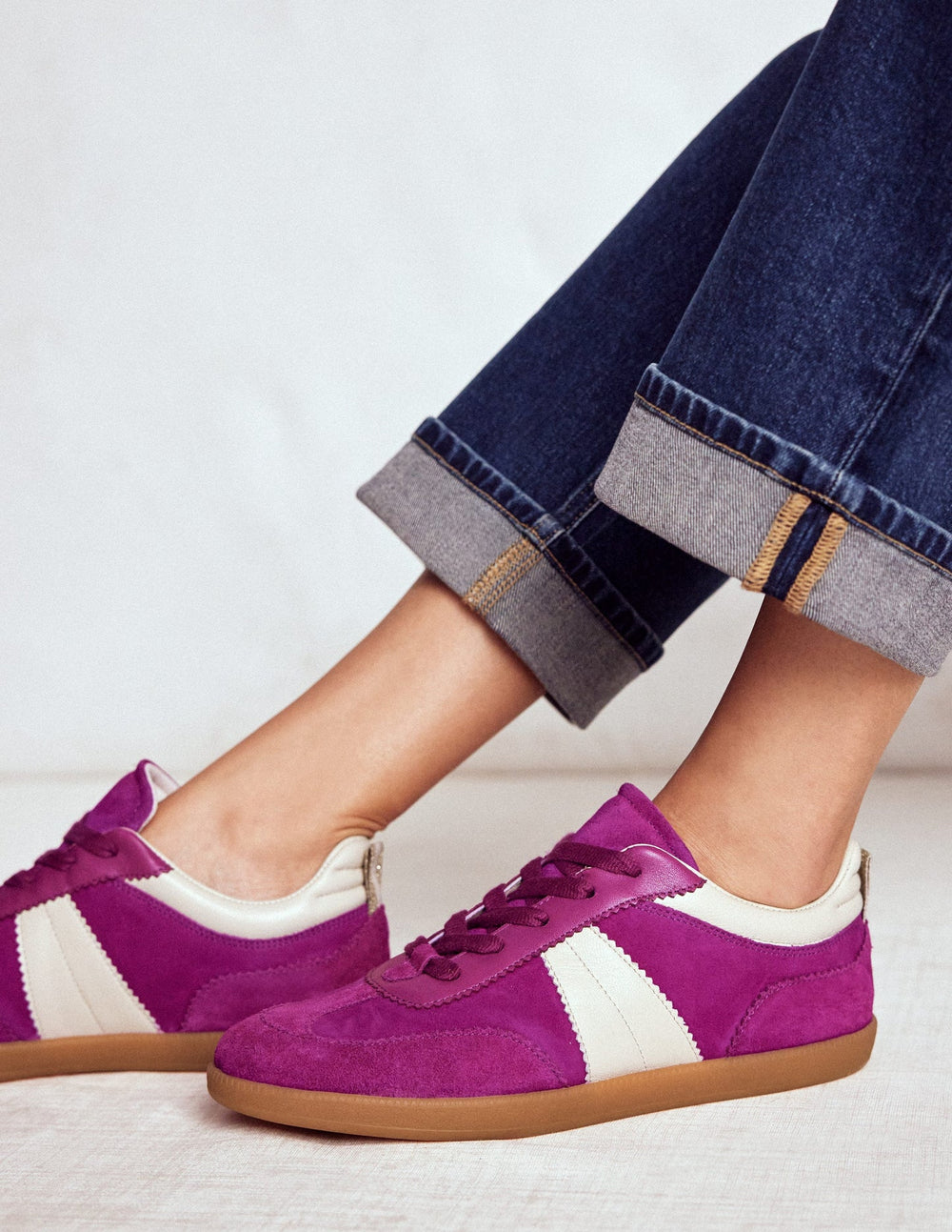 Boden Erin Retro Tennis Trainers - Regal Purple