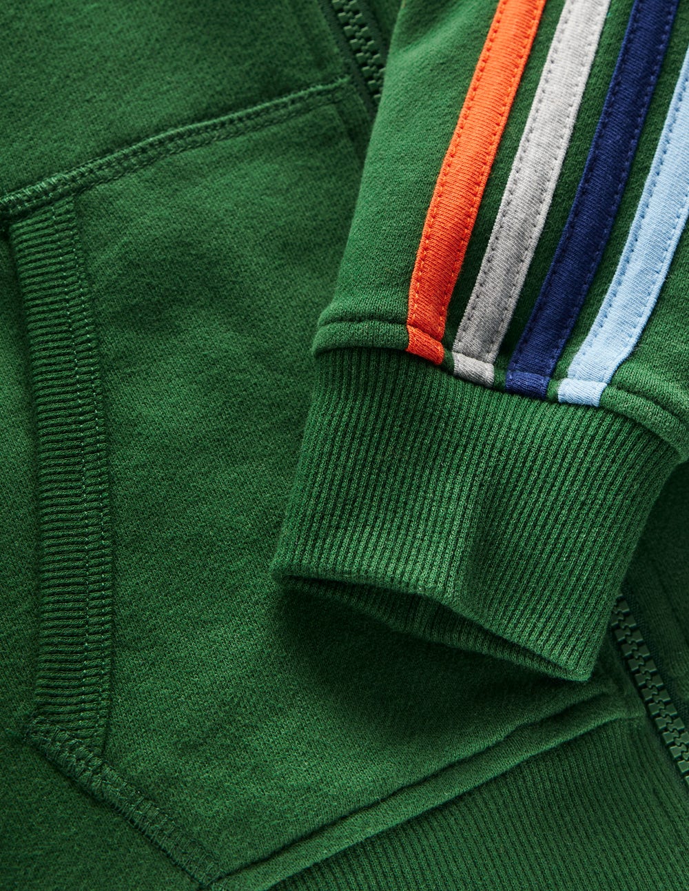 Boden Rainbow Zip - up Hoody - Pine Green