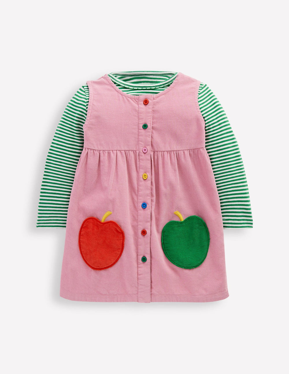 Boden Woven Pinny Dress Set - Pink Apple