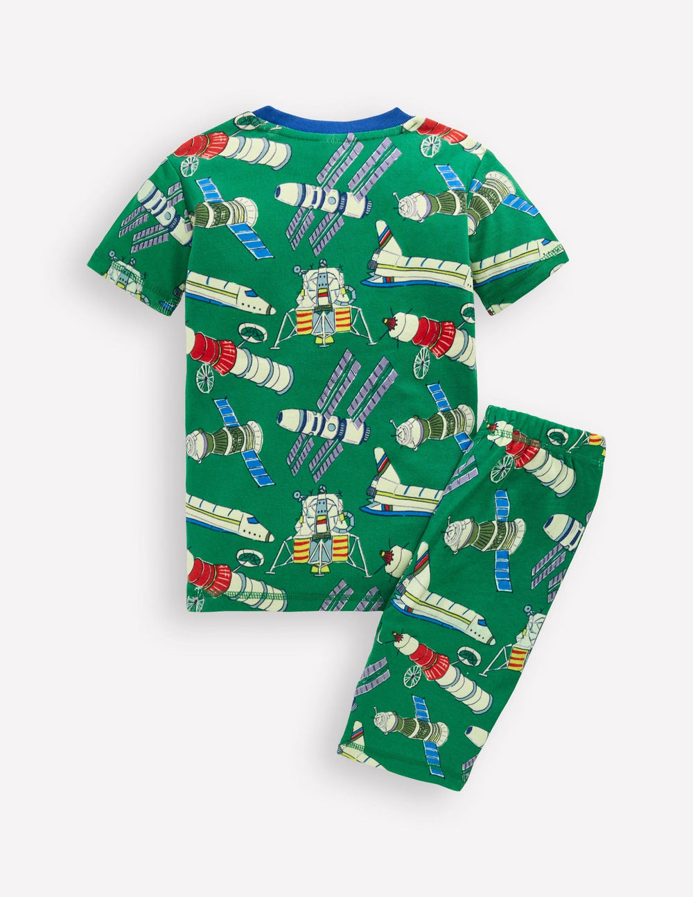 Boden Snug Short John Glow Pyjamas - Green Satellites