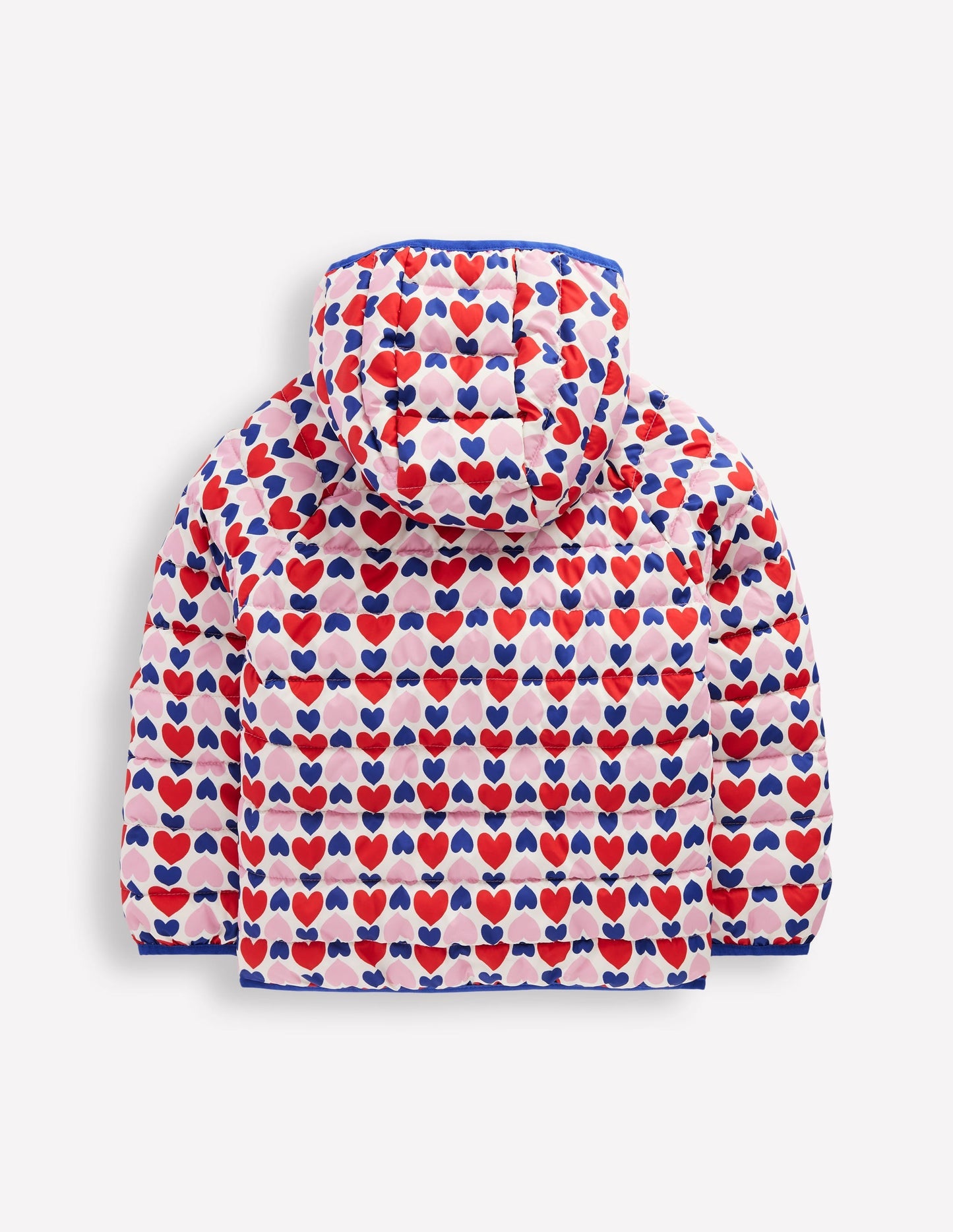 Boden Pack - away Padded Jacket - Poppy Red Geo Heart
