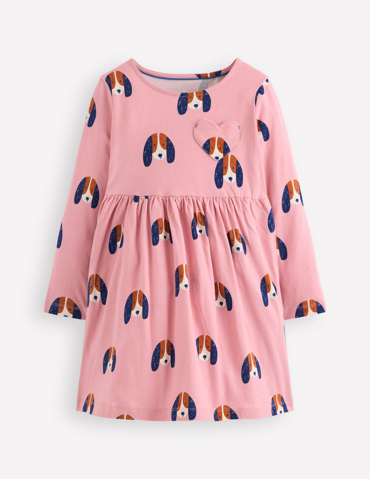 Boden Heart Pocket Fun Jersey Dress - Vintage Pink Spaced Pups