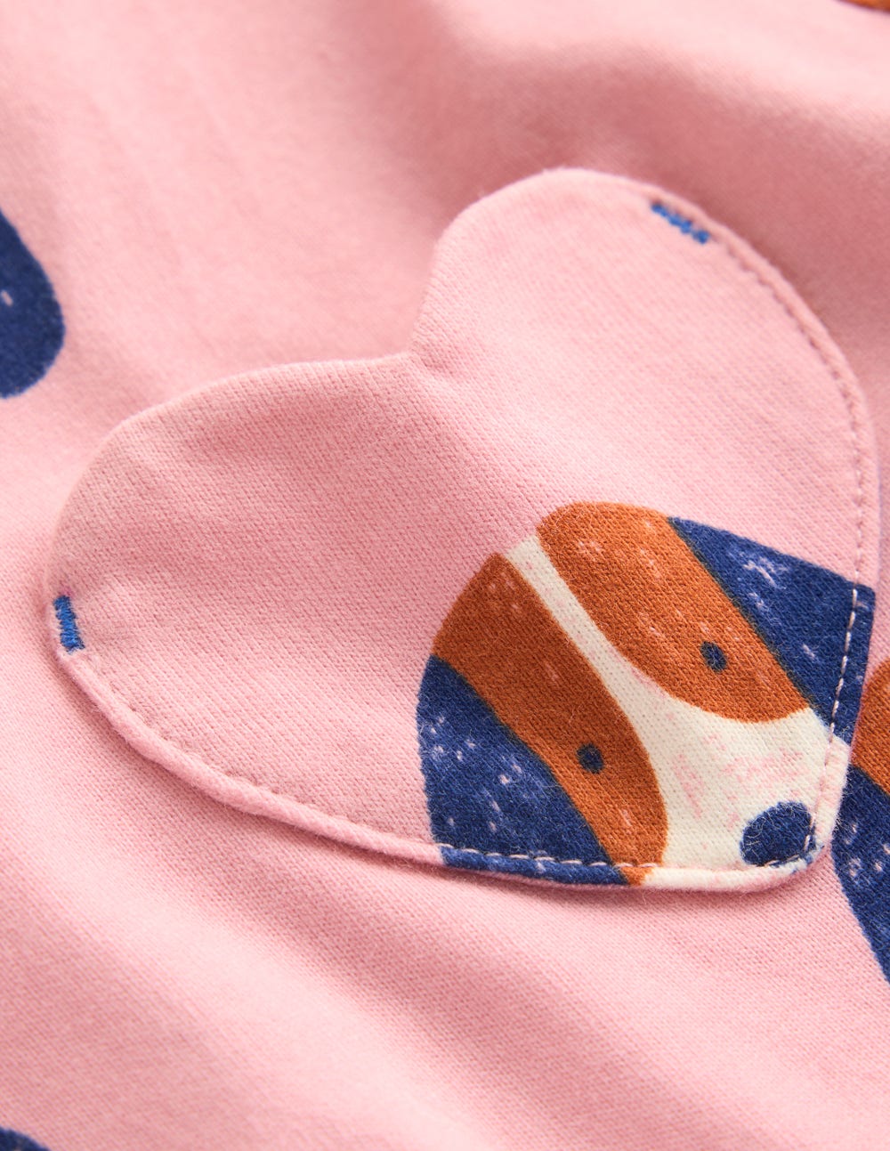Boden Heart Pocket Fun Jersey Dress - Vintage Pink Spaced Pups