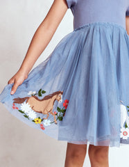 Boden Ami Applique Tulle Dress - Pale Blue Chicks