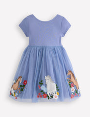 Boden Ami Applique Tulle Dress - Pale Blue Chicks