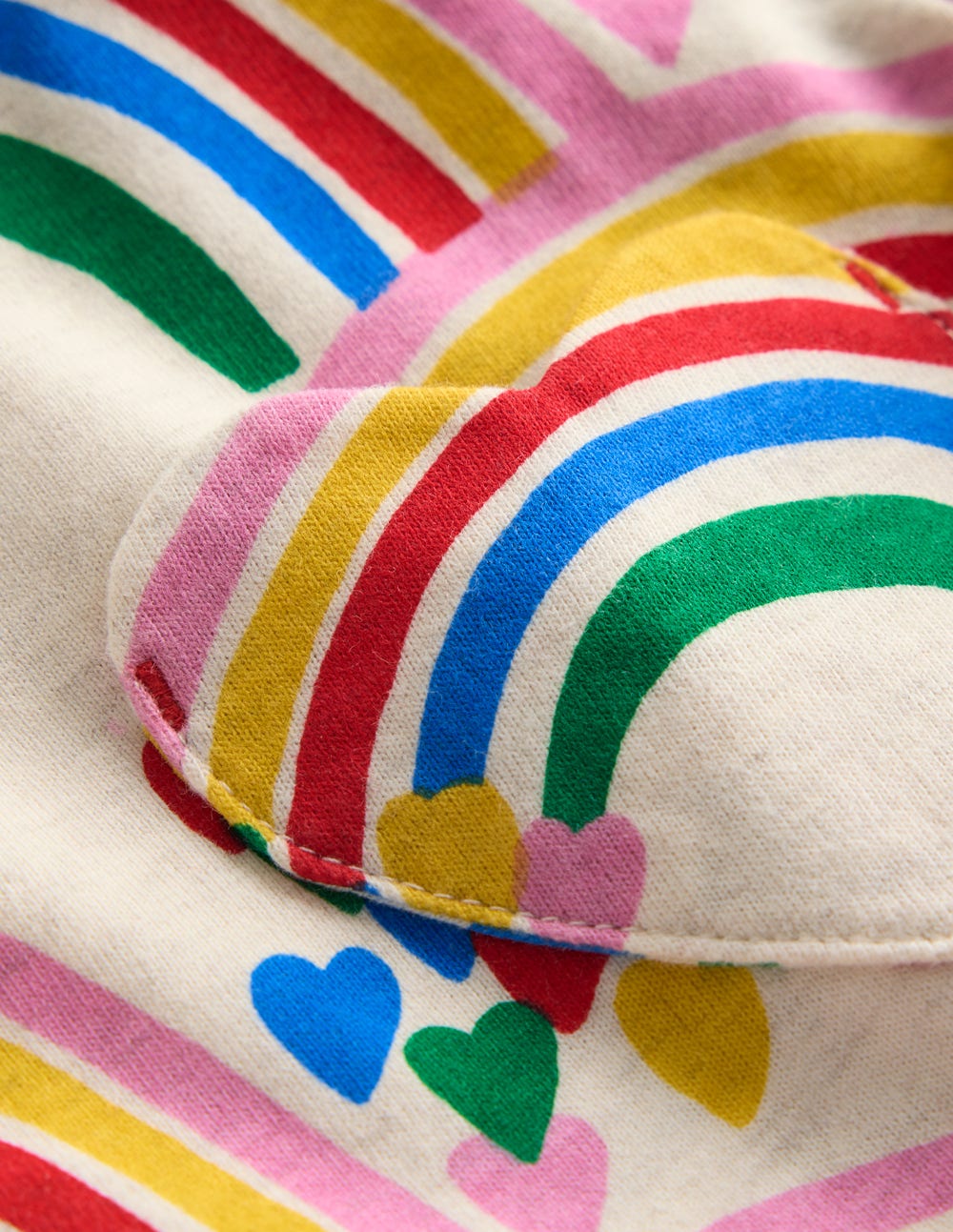 Boden Heart Pocket Fun Jersey Dress - Oatmeal Marl Rainbow Hearts