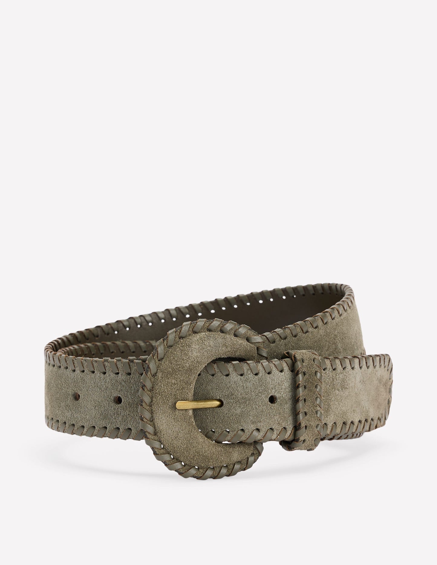 Boden Covered Whipstitch Belt - Deep Olive