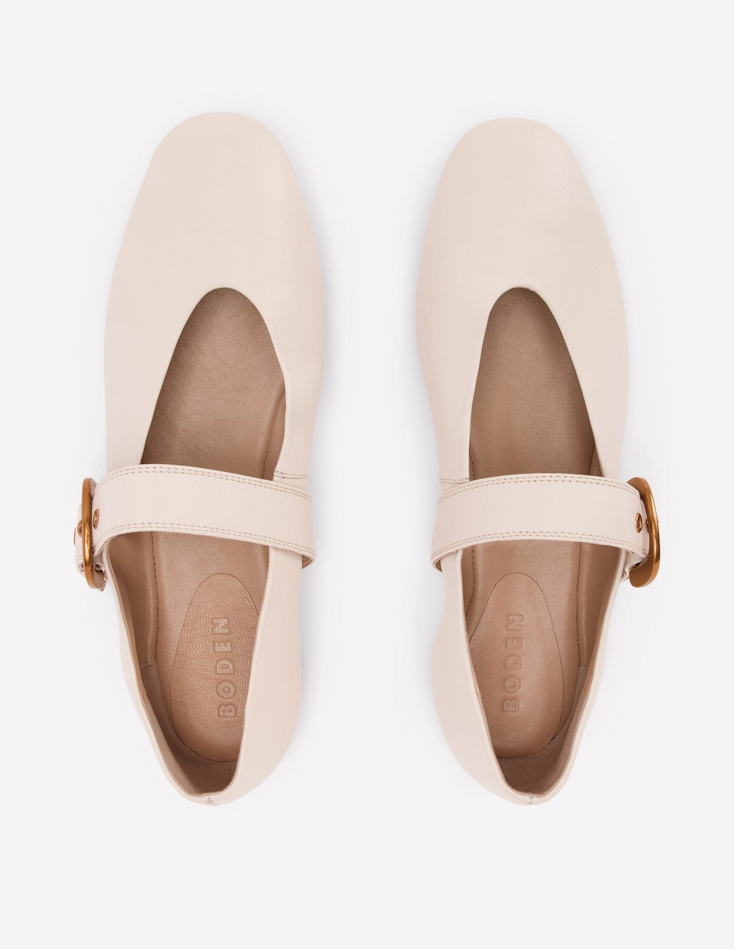 Boden Kylie Flat Buckle Mary Jane - Ecru