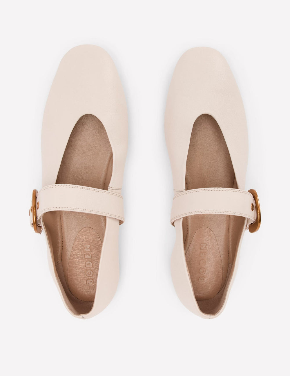 Boden Kylie Flat Buckle Mary Jane - Ecru