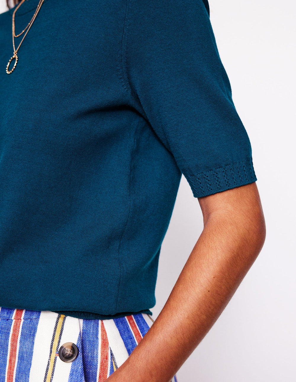 Boden Emilia Cotton Crew T-shirt - Harbour Blue