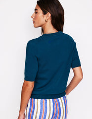 Boden Emilia Cotton Crew T-shirt - Harbour Blue