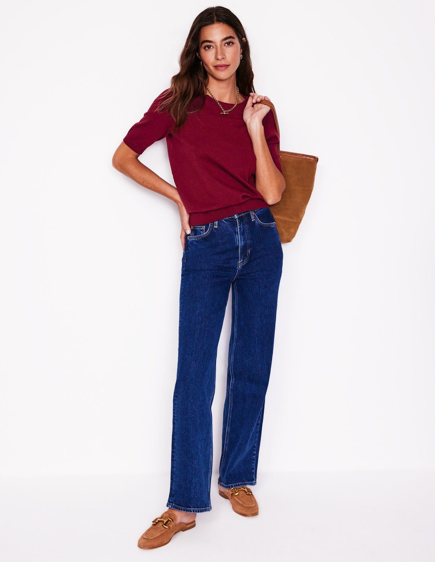 Boden Emilia Cotton Crew T-shirt - Deep Wisteria