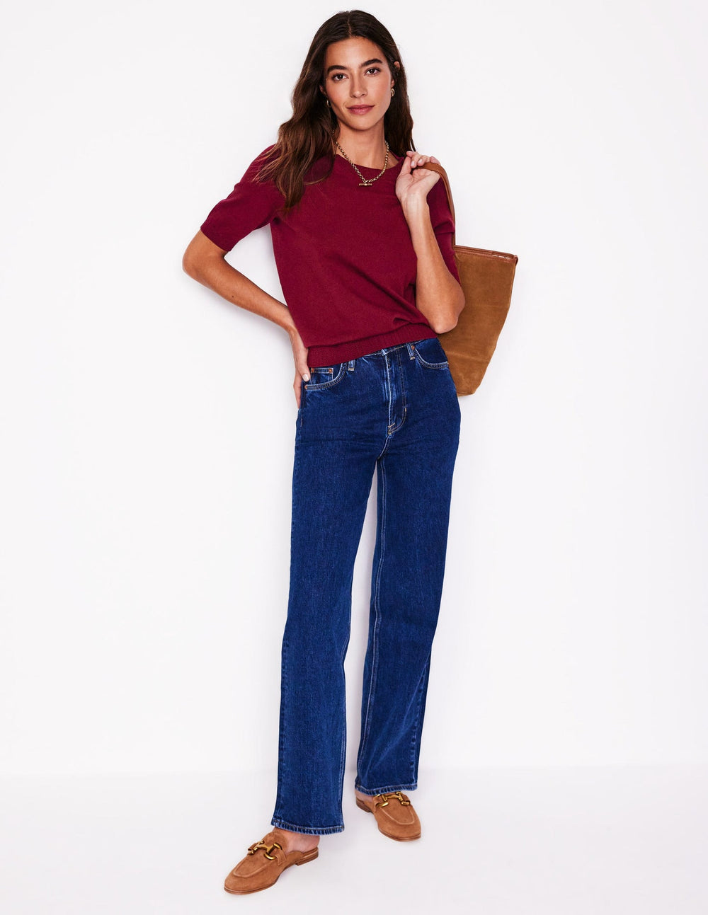 Boden Emilia Cotton Crew T-shirt - Deep Wisteria